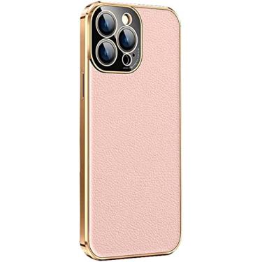 Imagem de ORKDFJ Capa de telefone traseira totalmente embrulhada, para Apple iPhone 14 Plus capa de 6,7 polegadas 2022 de couro à prova de choque com lente de câmera de proteção (Cor: Rosa)