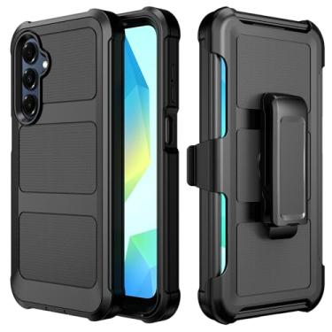 Imagem de REZIME Capa para Samsung Galaxy A16 5G, capa protetora resistente, à prova de choque, capa de telefone com clipe de cinto/suporte para Samsung Galaxy A16 5G (preto, A16)