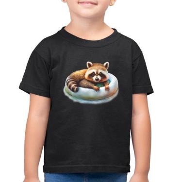 Imagem de Camiseta Algodão Infantil Panda Vermelho Relaxando Na Piscina - Foca n