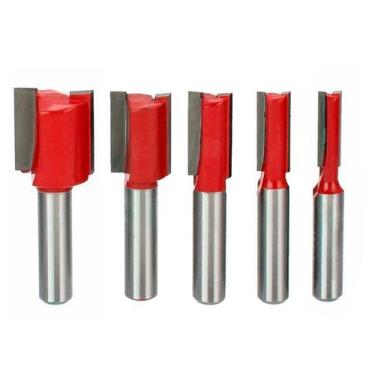 Imagem de Kit 5 Fresas Retas 6 A 16Mm Haste 6Mm Corte Duplo Para Tupia - VAZ