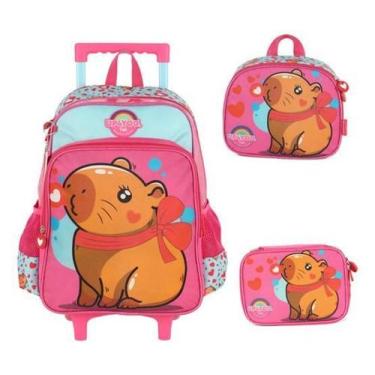 Imagem de Kit Mochila Rodinhas Capivara Fofa Be Capy Up4You Petit - Luxcel