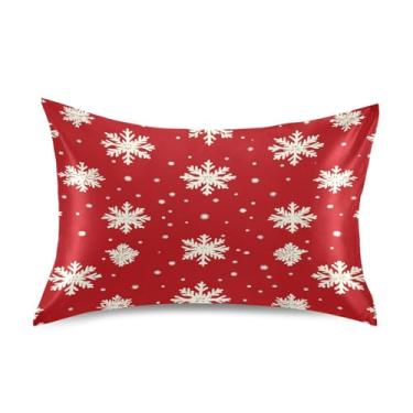 Imagem de Blueangle Fronha de cetim flocos de neve brancos para cabelo e pele, fronha de seda, tamanho padrão (50,8 x 66 cm) - Capas de almofada de cetim refrescantes com fecho de envelope (563)