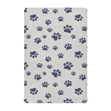 Imagem de SEHANY Lençol de berço fofo com estampa de pata de cachorro para meninos e meninas, macio, respirável, elástico, lençol com elástico padrão para bebês de 71 x 132 cm