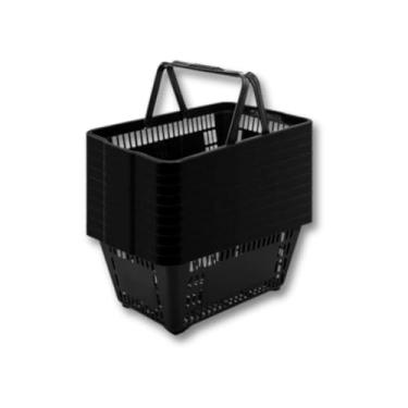 Imagem de KIT 10 Cestinhas de Supermercado Plástica Preta 16L com Alça Reforçada - Ideal para Lojas e Mercados, Resistente para Transporte de Produtos