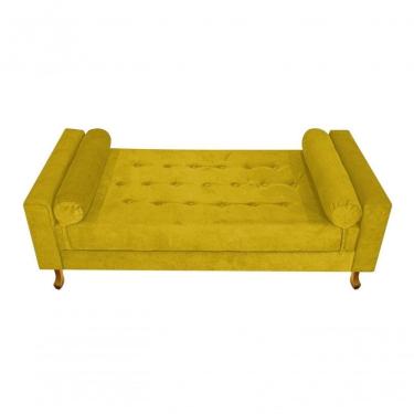 Imagem de Recamier Baú Félix Solteiro 90cm Suede Rosê - Doce Sonho Móveis Cor Suede Amarelo