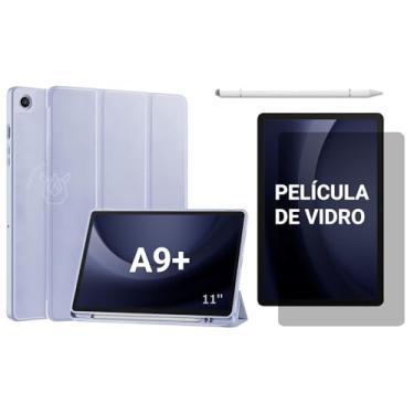 Imagem de Capa Smart Cover para Galaxy Tab A9+ 11" (2023), Kit Opcional com Película e Caneta, Magnética com Porta Caneta, Função Liga/Desliga SM-X210/X215/X216 (Azul-claro, Capa + Película + Caneta PREMIUM)