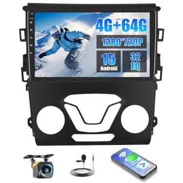 Imagem de [4 + 64 G] Android 15 estéreo automotivo para Ford Fusion Mondeo 2013-2019 com carro sem fio CarPlay Android Auto, rádio com tela sensível ao toque de 9 polegadas para Fusion Mondeo com WiFi GPS 32EQ