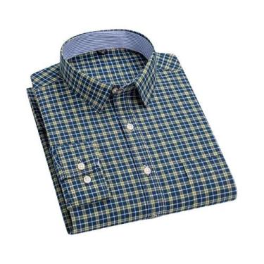 Imagem de Camisa Formal Casual De Algodão Com Botões Em Xadrez Para Homens Taman
