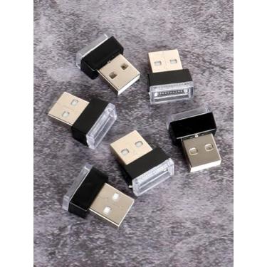 Imagem de Conjunto de 6 peças de luzes ambiente de carro USB multicoloridas, mini luzes noturnas decorativas de LED portáteis para veículos, design Plug and Play, adequado como acessórios internos para a
