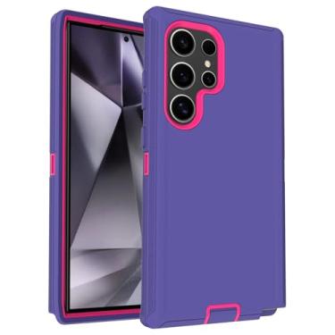 Imagem de Aliruke Capa para Samsung Galaxy S24-Ultra, com proteção de porta, cobertura de borracha de silicone de corpo inteiro, capa de telefone combo de 3 camadas à prova de queda para S24 Ultra 5G (2024),