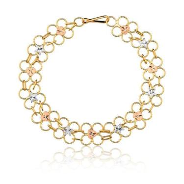 Imagem de Pulseira Ouro Colorido 10k Em Três Cores 32 Cm Ad007 - MAEHLER Arte Em