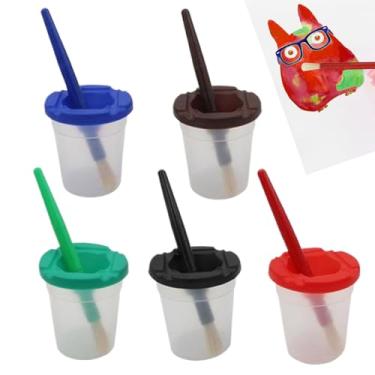 Imagem de Copos De Tinta Com Tampa - Tampa Reutilizável e Hermética para Brinquedos Educativos - Material de Arte para Escola,Para Projectos de Pintura e Artesanato em Casa