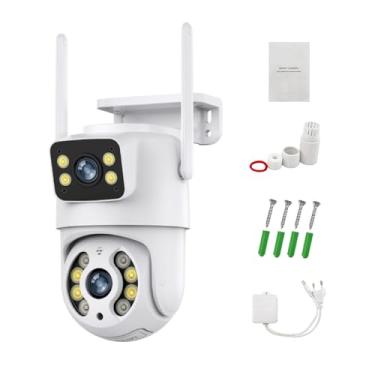 Imagem de Câmera de Vigilância WiFi 6MP com Dupla Lente, Visão Noturna em Cores, Resistente à Chuva e Monitoramento Inteligente para Segurança Residencial