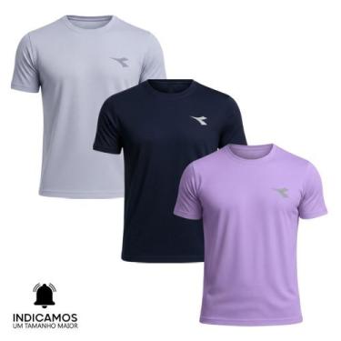 Imagem de Kit 3 Camisetas Diadora Small Logo Masculina - Marinho e Lilás GG, GG