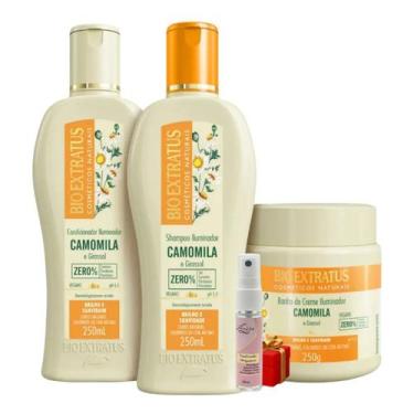 Imagem de Kit Camomila 1 Shampoo 1 Condicionador 1 Banho 250ml Bio Extratus + Pr
