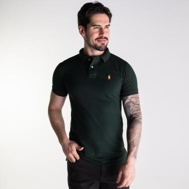 Imagem de Camisa Polo Slim Fit Verde Militar-Masculino