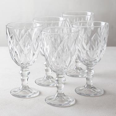 Imagem de Kit 6 Taças de Vidro Para Água Vinho Suco Diamond 315ml C998 - Allmix