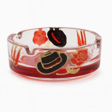 Imagem de Cinzeiro Pomba Gira Chapéu com Rosa Pintado 10 cm 4 Apoios - Bialluz