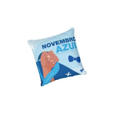 Imagem de Almofada com enchimento Novembro Azul Mão Prevenção - Fabrika de Festa