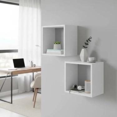 Imagem de 02 Nichos 20x20 Branco MDF Decoração Sala Quarto Cozinha Banheiro Escr