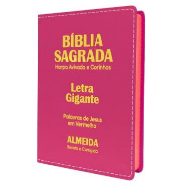 Imagem de Bíblia Sagrada Letra Gigante Luxo C/ Harpa Pink - REI DAS BIBLIAS