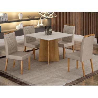 Imagem de Mesa de Jantar Ambiente Jade 90cm Cinamomo Off White com 4 Cadeiras La
