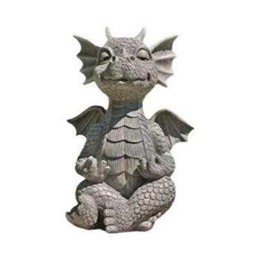 Imagem de Estátua De Dragão Para Meditação Com Iluminação LED, Ornamento De Resi