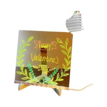 Imagem de Luminária De Mesa Infantil USB LED Com Quadro De Mensagens Acrílico Ap