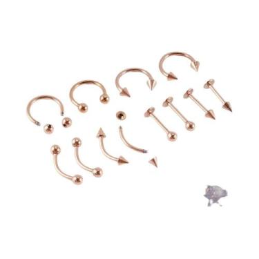 Imagem de Conjunto De Joias Para Piercing De Orelha, Nariz, Sobrancelha E Labret