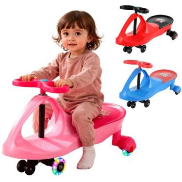 Imagem de Carrinho Rolimã Infantil Triciclo com Rodas LED  Rosa, Azul ou Vermelh