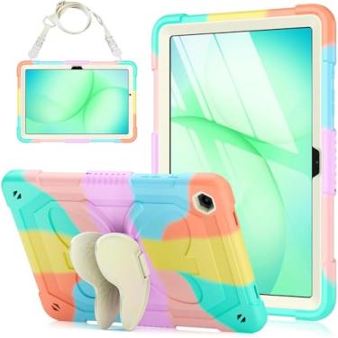 Imagem de DreamerX Capa para Samsung Galaxy Tab A11+ Plus/Galaxy Tab A9+ 28 cm, capa protetora resistente contra quedas com alça de ombro de transporte com suporte de borboleta para crianças, meninas e mulheres