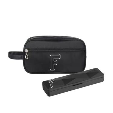 Imagem de Kit Necessaire e Porta Escova Preto Personalizado Iniciais - Mormino, 