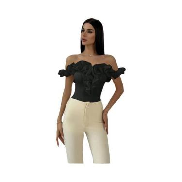 Imagem de Camiseta Feminina Elegante De Malha Com Ombro Único Para Primavera Ver