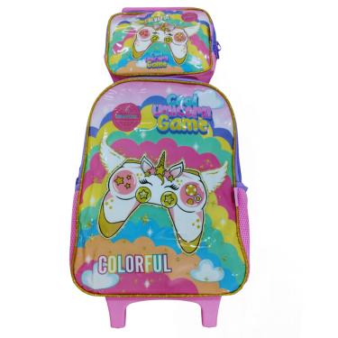 Imagem de Kit Mochila Infantil Com Lancheira Unicórnio Rosa  - Luxcel