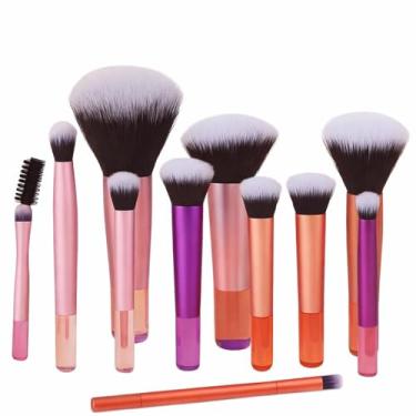 Imagem de Kit 10 Pincéis de Maquiagem Com Cerdas Sintéticas Macias, Portátil e Completo para Base, Pó, Blush, Corretivo e Sombras – Travel Size Ideal para Presente, Uso Diário e Adolescentes