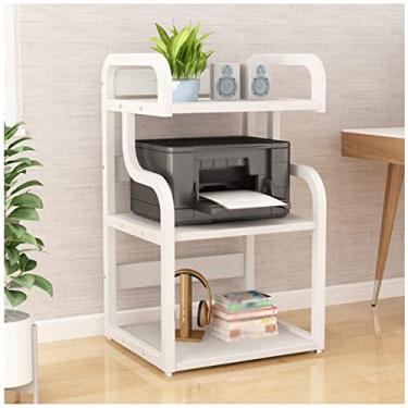Imagem de Suporte de impressora de 3 camadas, armazenamento de impressora com estrutura de metal com pés antiderrapantes, mesa de impressora para casa e escritório, prateleira de impressora de chão