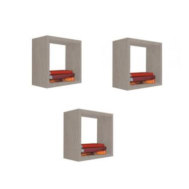 Imagem de Kit 3 Nicho Decorativo 40X40X20 cm Em Mdf Cor:Madeirado - Móveis Trova