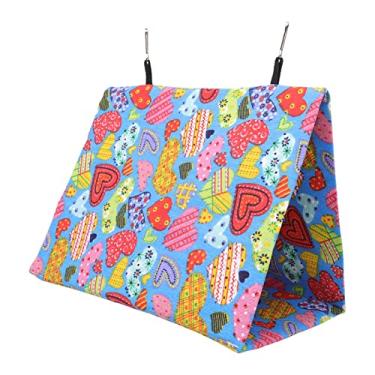 Imagem de Tenda suspensa para pássaros, tela triangular colorida, cama de casa para papagaios com ganchos para calopsita, esconderijo de descanso, durável, seguro, fácil de limpar, uso para (Corte * 19*21 cm)