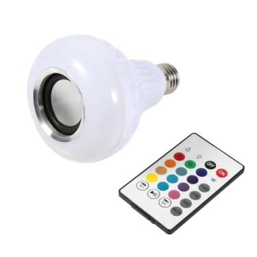 Imagem de Lâmpada de LED RGB Musical Bluetooth Bivolt Com Bocal E-27 Controle Remoto Iluminacao Colorrida
