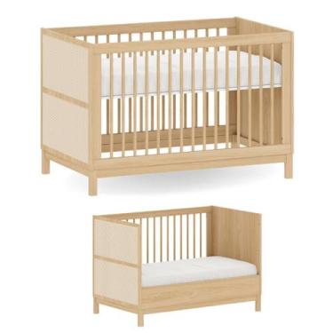 Imagem de Berço Infantil 2 em 1 Evolutivo Quater  INMETRO, Madeira e Rattan