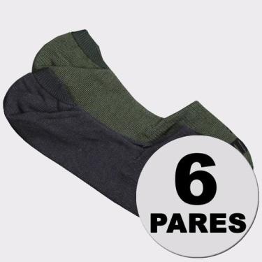 Imagem de Kit Meia Puma Sapatilha 6 Pares Verde e Cinza, 39-43