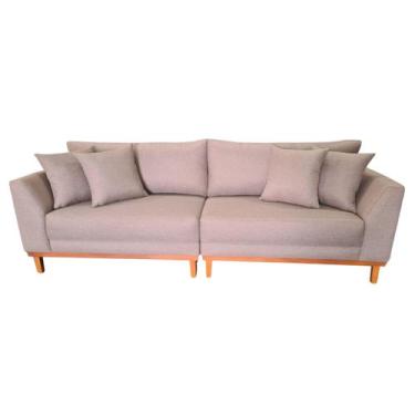 Imagem de Sofá  Pierri Bipartido Tecido Linho Pé Base Madeira  230cm - 4R Estofa