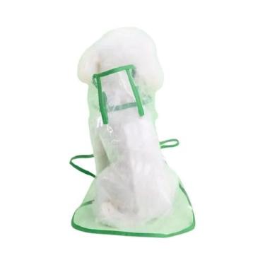 Imagem de Capa De Chuva Transparente Para Cães Pequenos Com Capuz Em PVC Macio -
