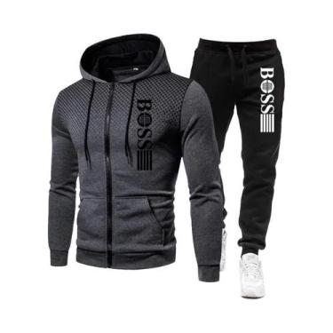 Imagem de Conjunto De Moletom Com Zíper E Calças Casuais Para Homens, Roupas Esp