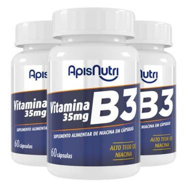 Imagem de Kit 3 Vitamina B3 Apisnutri 60 Cápsulas