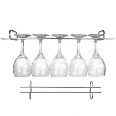 Imagem de 2 Suporte Organizador De Armário Porta Taças Cromado 35cm - MS Aramado