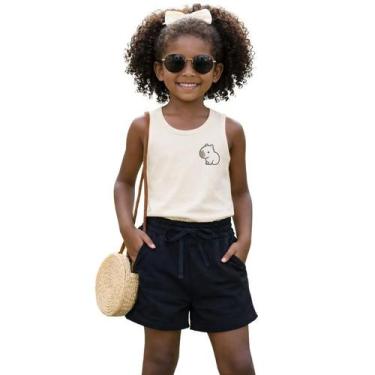 Imagem de Conjunto Infantil juvenil meninas Blusa Capivara Shorts Moletim - Moth
