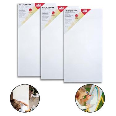 Imagem de Kit 3 Telas De Pintura Fina 20x40 100% Algodão Pronta