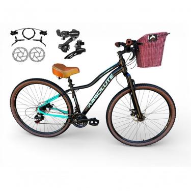 Imagem de Bicicleta Aro 29 Feminina Absolute Hera Retrô Vintage Shimano 21v Hidráulica Confortável Cesta Preto-azul Tamano 17