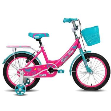 Imagem de Bicicleta Infantil Feminina Rosa Aro 16 Retrô Com Campainha Cestinha F
